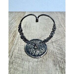 Antique S. Kirk & Son Sterling Silver Heart Repousse Pocket Watch Holder Stand